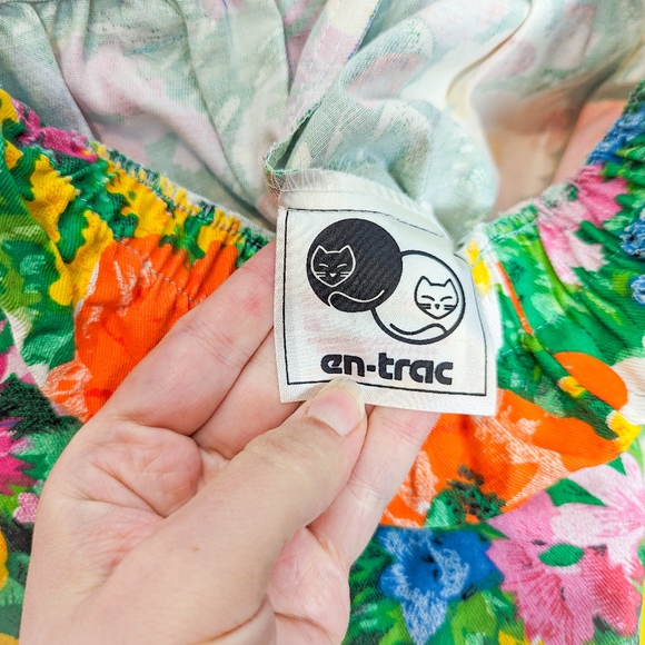 Vintage Free Size Rare NWT 100% Cotton Floral Pants Paper Bag High Rise En Trac - Picture 10 of 13